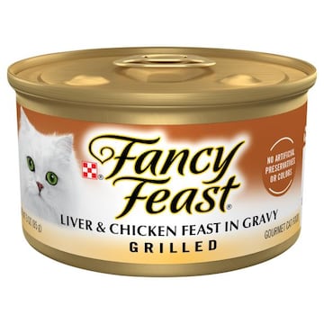Fancy Feast Cat Food, Gourmet, Liver & Chicken Feast in Gravy, Grilled