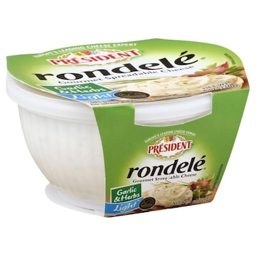 President Rondele Cheese, Gourmet Spreadable, Light, Garlic & Herbs