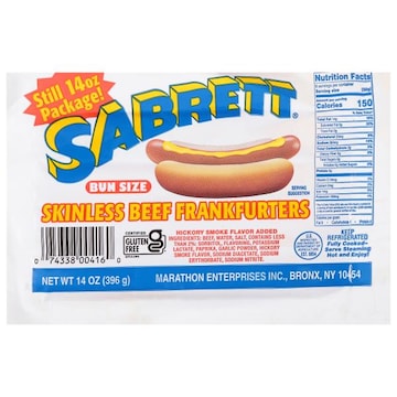 Sabrett Skinless Beef Bun Size Frankfurters