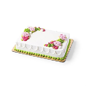 1/4 Sheet Vanilla Buttercream Roses & Succulents Cake