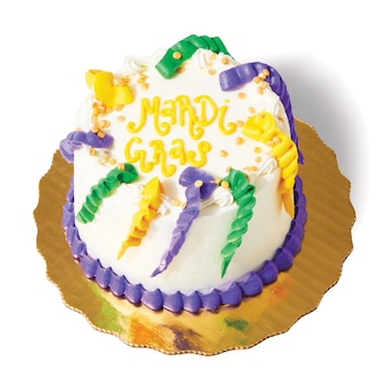 Mini Mardi Gras Ribbon Vanilla Buttercream Cake