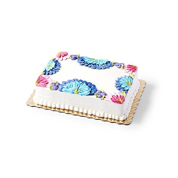 1/4 Sheet Vanilla Buttercream Tropical Floral Cake