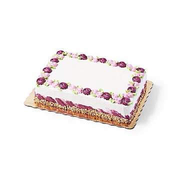 1/4 Sheet Vanilla Buttercream Floral Sequins Cake