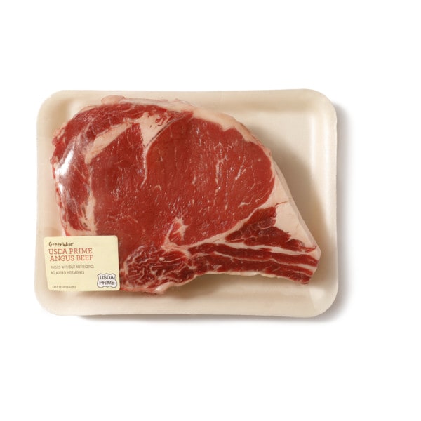 GreenWise USDA Prime Beef Angus Ribeye Steak Bone In, Raised Without