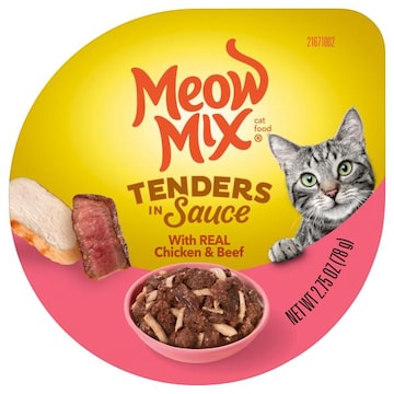 Meow Mix Tenders in Sauce Cat Food, Real Chicken & Beef