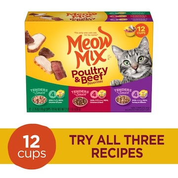 Meow Mix Tender Favorites Wet Cat Food, Chicken, Liver, Beef, Turkey Giblets