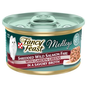 Fancy Feast Medleys Cat Food, Gourmet, Shredded Wild Salmon Fare with Spinach