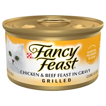 Fancy Feast Cat Food, Gourmet, Chicken & Beef Feast in Gravy, Grilled