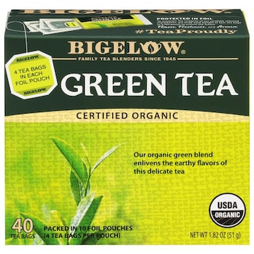 Bigelow Green Tea, Organic, Decaffeinated, Tea Bags