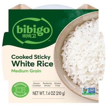 Bibigo White Rice, Cooked Sticky, Medium Grain
