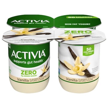 Activia Yogurt, Non Fat, Zero Added Sugar, Vanilla
