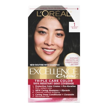 L'Oreal Paris Excellence Creme Permanent Triple Care Hair Color 1 Black