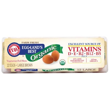 Eggland's Best 100% USDA Organic Certified Large Brown Eggs, 12 count