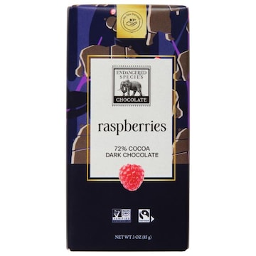 Endangered Species Chocolate, Tart Raspberries + Dark Chocolate, 72% Cocoa