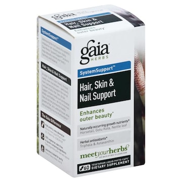 Gaia SystemSupport Hair, Skin & Nail Support, Vegetarian Liquid Phyto-Caps