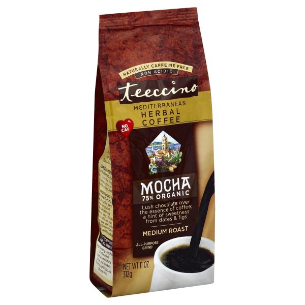 Teeccino Mediterranean Coffee, Herbal, All Purpose Grind, Medium Roast, Mocha, Naturally