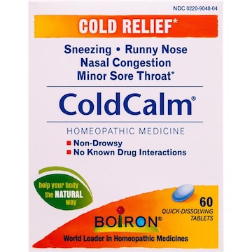 Boiron ColdCalm Cold Relief, Homeopathic, Unflavored, Meltaway Tablets