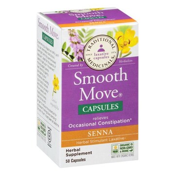 Traditional Medicinals Herbal Laxative, Smooth Move, Capsules