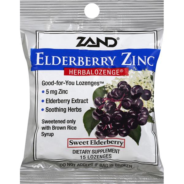 Zand Herbalozenge Lozenges, Elderberry Zinc, Black Elderberry Flavor