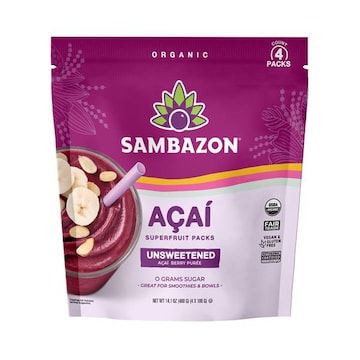 Sambazon Acai Superfruit Packs, Pure Unsweetened, Pure Acai Berry, 4 Pack