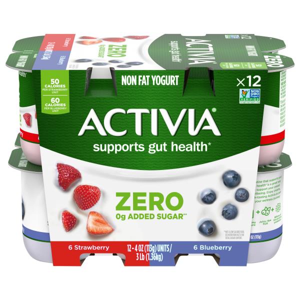 Activia Zero 0g Added Sugar Non Fat Strawberry/Blueberry