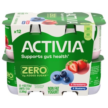 Activia Non Fat Zero Added Sugar Strawberry/Blueberry Yogurt