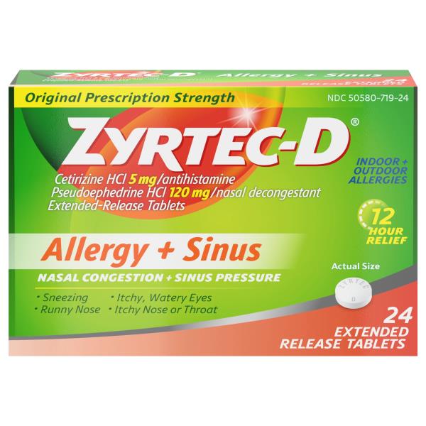 Zyrtec-D Allergy+Congestion, Original Prescription Strength, Extended ...