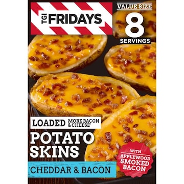 TGI Fridays Loaded Cheddar & Bacon Potato Skins Value Size Frozen Snacks