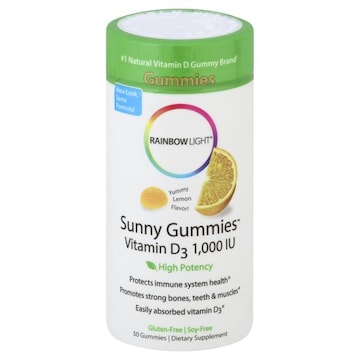 Rainbow Light Vitamin D3, 1,000 IU, Sunny Gummies, Yummy Lemon Flavor!