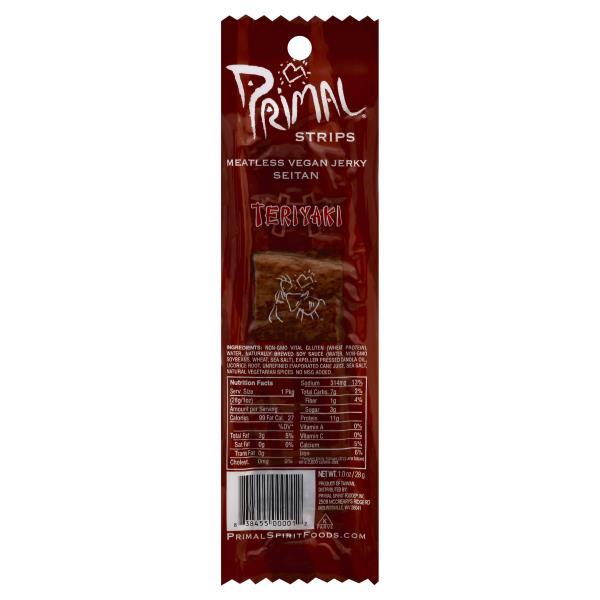 Primal Strips Vegan Jerky, Meatless, Seitan, Teriyaki Publix Super