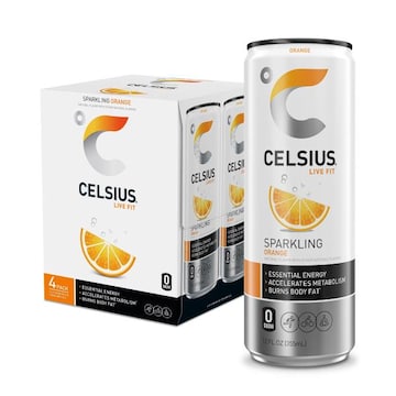 Celsius Sparkling Orange, Functional Energy Drink, 4 Pack