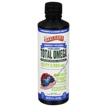Barlean's Total Omega, Plant Based, Pomegranate Blueberry Smoothie, 3980 mg