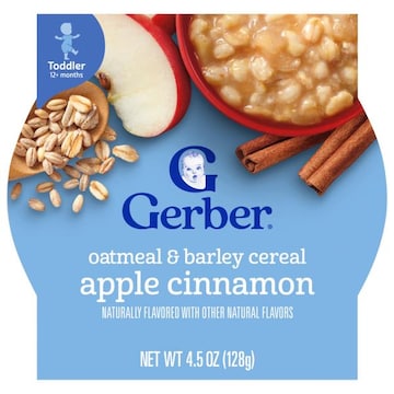 Gerber Oatmeal & Barley Cereal, Apple Cinnamon, Toddler (12+ Months)