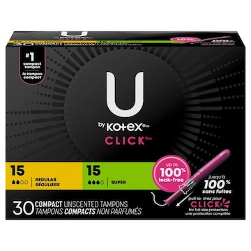U by Kotex Click Compact Regular/Super Unscented Tampons
