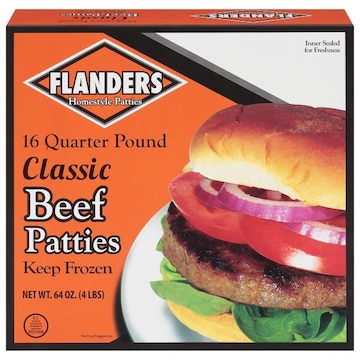 Flanders Beef Patties, Quarter Pounder, Classic