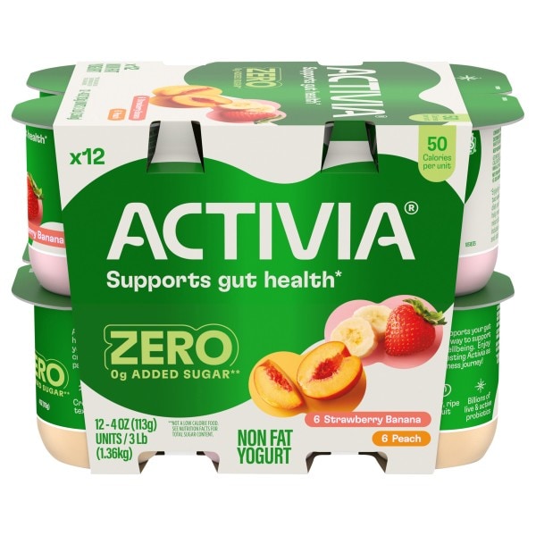 Activia Strawberry Banana & Peach Probiotic Nonfat Yogurt | Publix