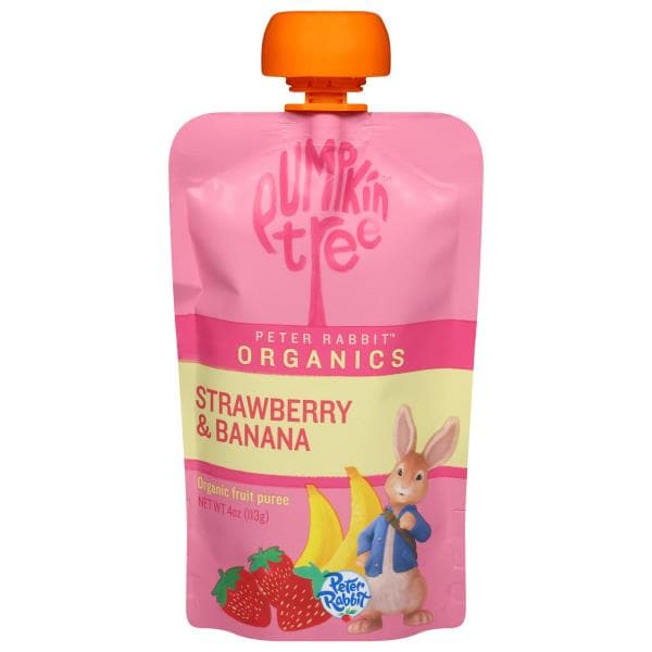 Pumpkin Tree Peter Rabbit Fruit Puree, Organic, Strawberry & Banana