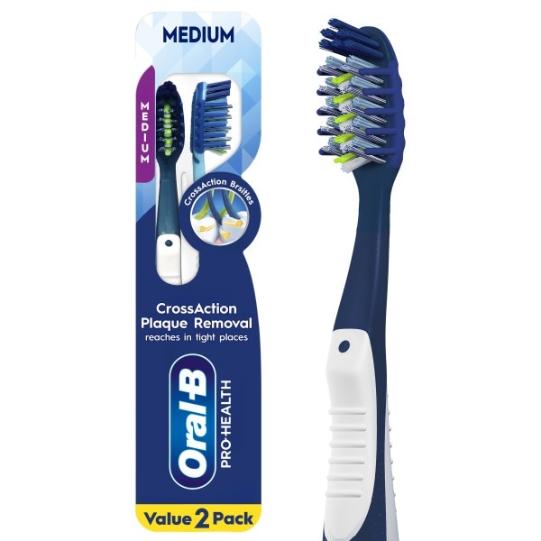 Oral-B Pro Health Clean Cross Action Toothbrushes, Medium, 2 Count