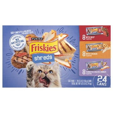 Friskies Cat Food, with Beef in Gravy/with Chicken in Gravy/Turkey & Cheese Dinner in Gravy, Shreds, Adult
