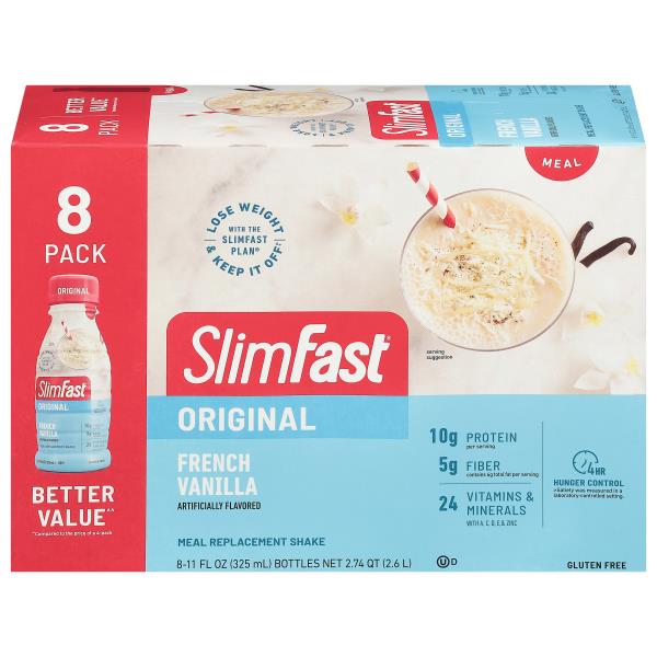 SlimFast Original Meal Replacement Shake, French Vanilla, 8 Pack