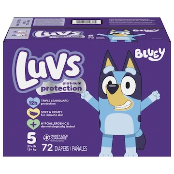 Luvs Bluey Platinum Protection Size 5 Diapers (27+ lbs (12+ kg))