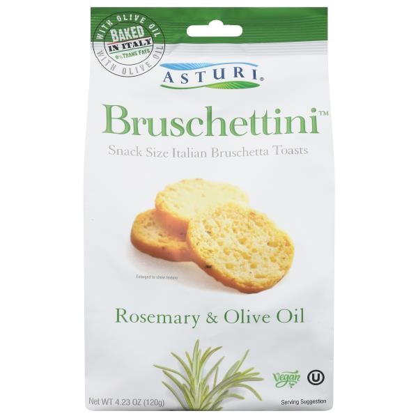 Asturi Bruschettini Bruschetta Toasts, Rosemary & Olive Oil, Snack Size