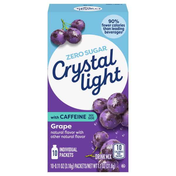 Crystal Light Zero Sugar Packets Grape Drink Mix with Caffeine