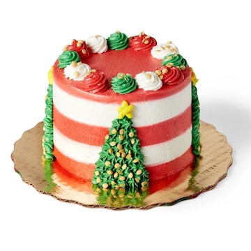 Mini Striped Christmas Tree Vanilla Buttercream Cake