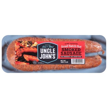 Uncle John's Pride Smoked Sausage, Small Batch Hot