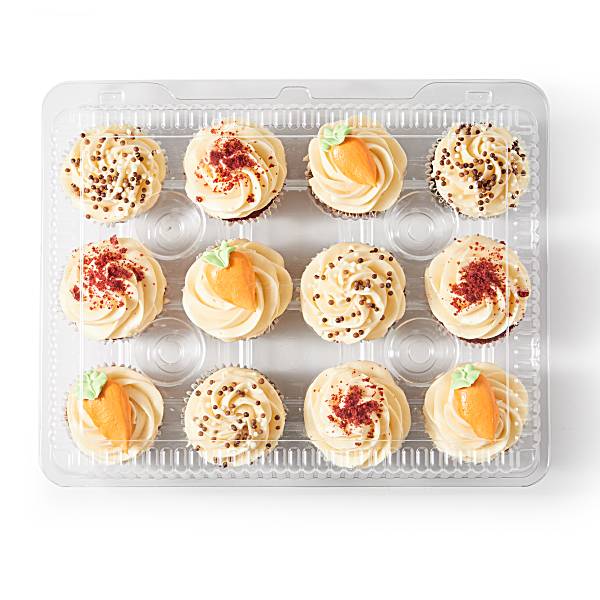 Cream Cheese Iced Red Velvet, Carrot & Chocolate Trio Cupcakes 12Count