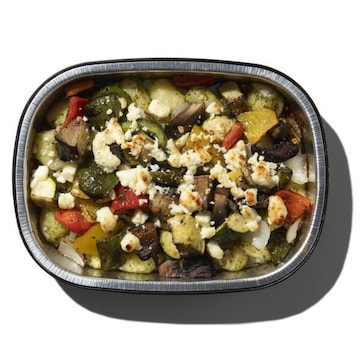 Roasted Vegetables and Gnocchi with Pesto, Hot