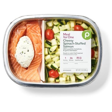 Publix Cheesy Spinach Stuffed Salmon, with Zucchini & Grape Tomatoes
