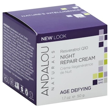 Andalou Naturals Night Repair Cream, Resveratrol Q10, Age Defying