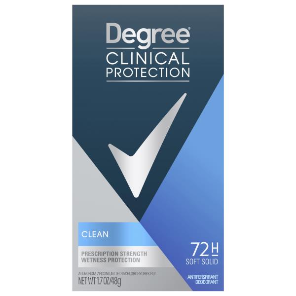 Degree Clinical Protection Antiperspirant Deodorant, Clean, 72 H Soft